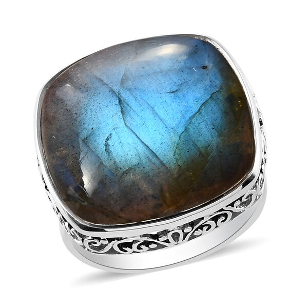 Gemstone Jewelry Natural Blue Labradorite Ring Silver Gemstone Ring Oval Labradorite Split Band Ring 925 Sterling Silver Gift for Her